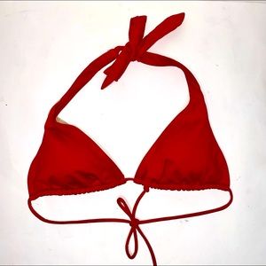 Victoria’s Secret Triangle String Double Tie Red Bikini Top ONLY Medium Swimwear